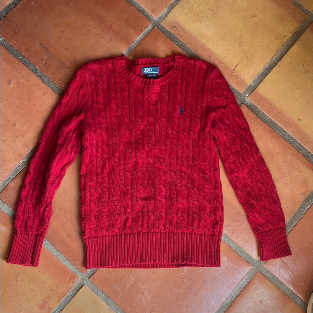 Ralph Lauren Deep Red Cable Knit Sweater